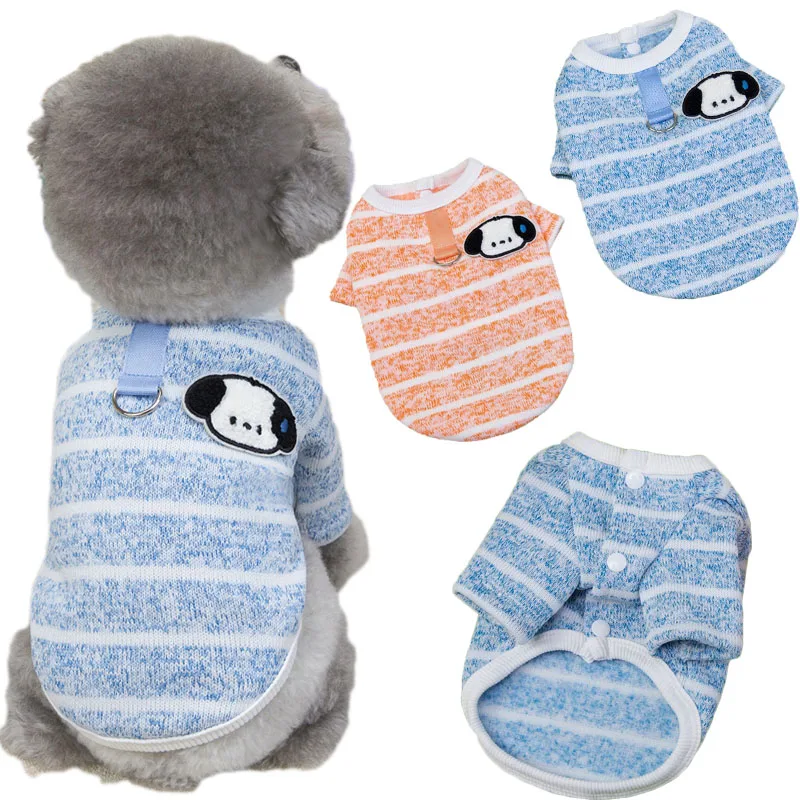 

Dog Clothes Spring Autumn Strips Cardigan Hoodie Coat For Small Dogs Chihuahua Dachshund Blue Orange Dog Jacket Costume Outfits