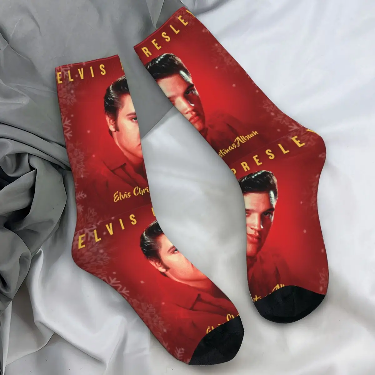 E-Elvis Christmas Stockings Graphic Casual Socks Winter Non Slip Socks Men Running Sports Soft Breathable Socks