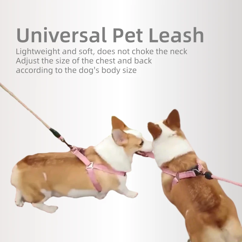 

Dog Leash Harness Vest Style Adjustable Linen Rope Outdoor Walking Pet Lead for Large Medium Dogs No Pull Reflective Safety