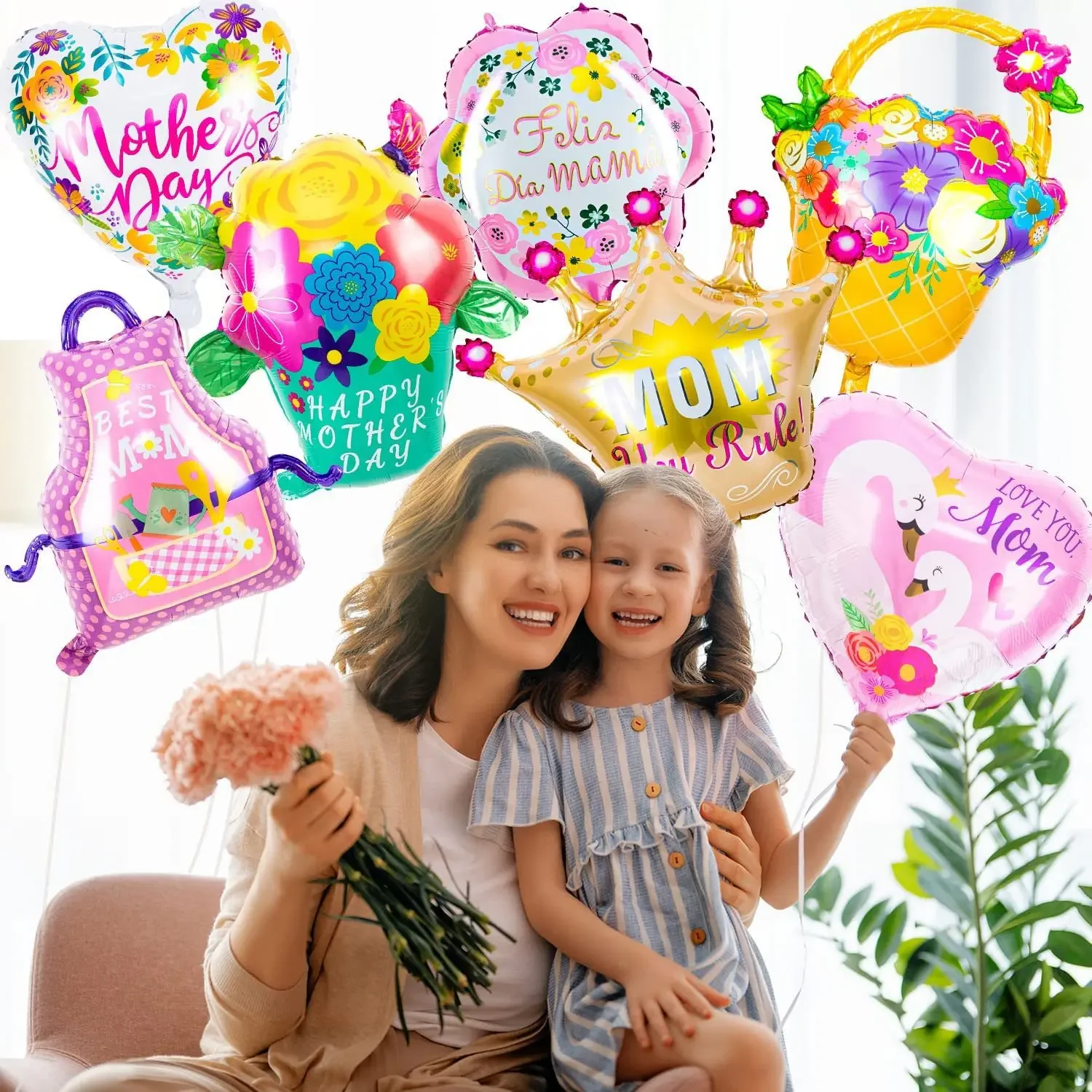 1 Set Spain Mother Vase Apron Foil Balloons Sunflower Baloes Heart Love Feliz Dia Mama Gifts Happy Mother's Day Decorations