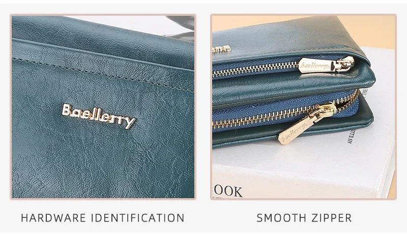 Baellerry Lange Damen-Geldbörsen, Tasche mit Handyfach, Namensgravur, Marken-Damen-Geldbörse mit Reißverschluss, Kartenhalter, Damen-Geldbörse für Mädchen – Detail 5