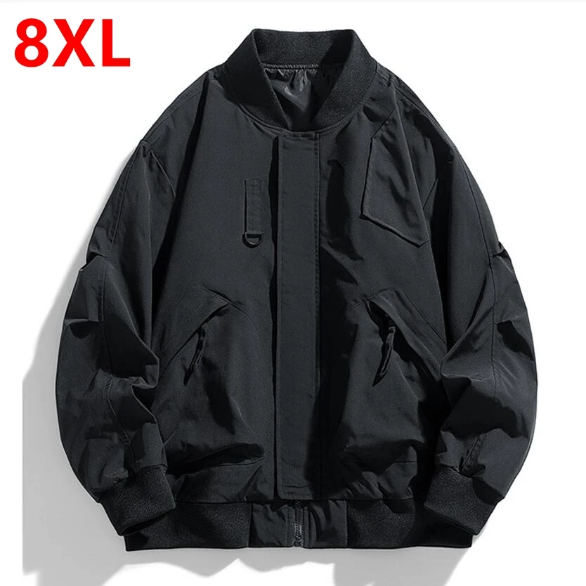 Spring Autumn Plus Size Jacket Men's Pocket Loose Fashion Brand Coat 130kg 7XL bomber jacket 5XL 6XL workwear jacket