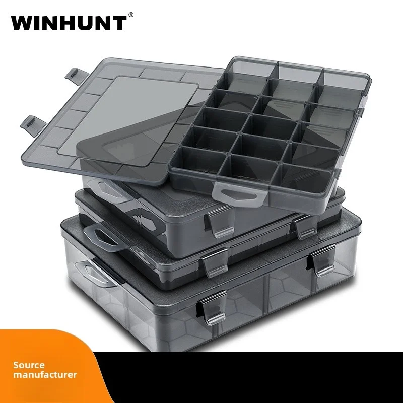 WINHUNT Plastic Organizer Box Transparent Parts Storage Case Multi Grid Component Organizer Small Screws Electronic Accessories