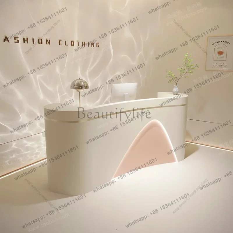 LSNordic Luxury Reception Desks Modern Simple Beauty Salon Cashier Desk Outfit Shop Podium Salon Furniture Balcão De Recepção FY 2