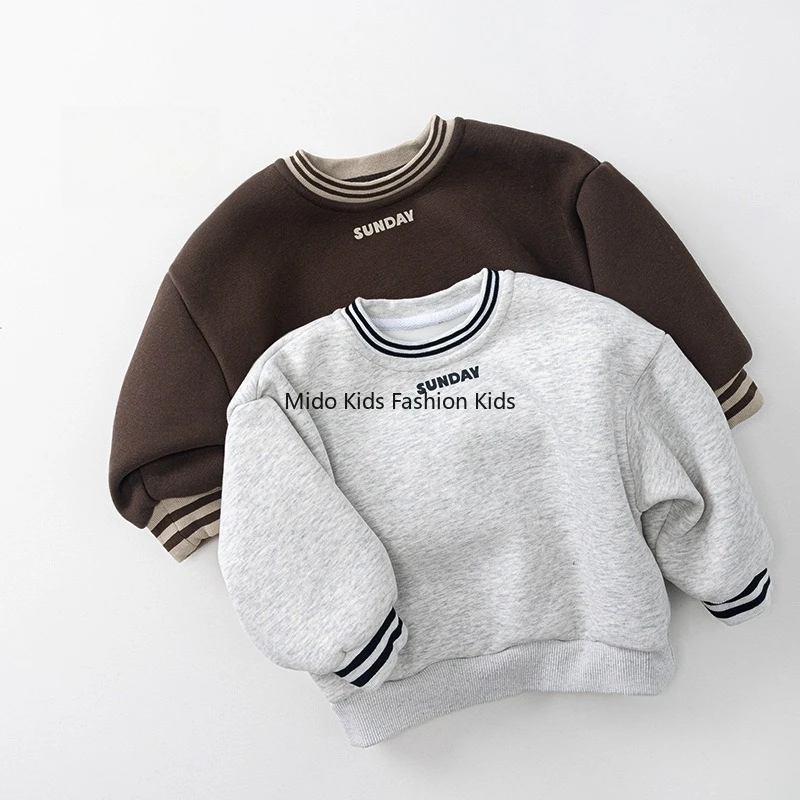 

Casual Fan boys and girls padded sweater 2025 winter new children's baby thickened warm hundred casual tops