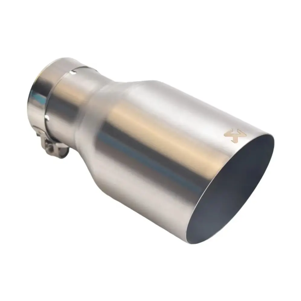 

304 Stainless Steel Single Exhaust Tip Brushed Finish Slip-On 190mm Length Inlet 51-76mm Outlet 76/89/102/115mm Rust Resistant
