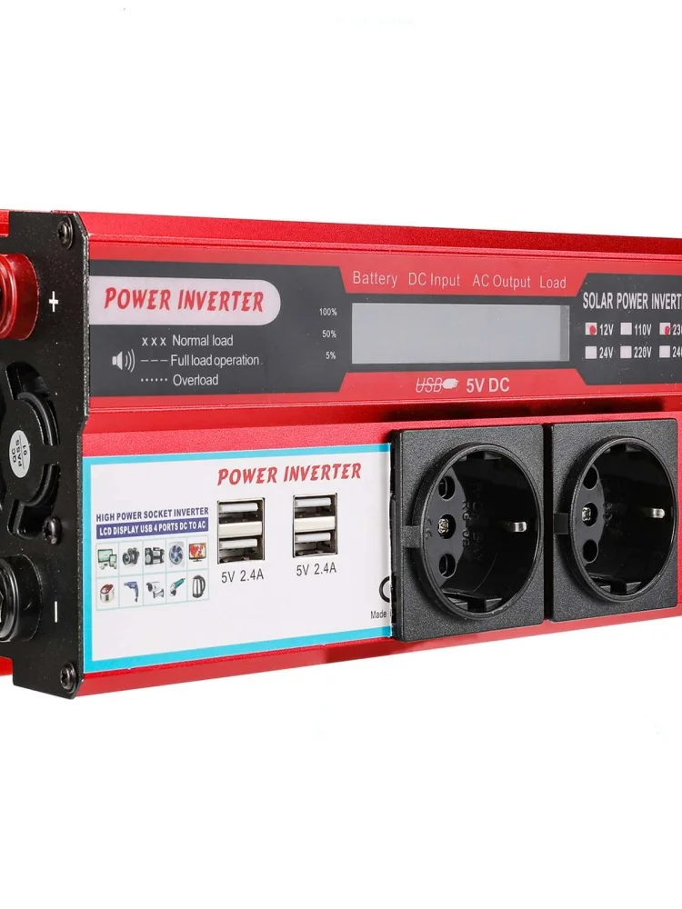 2026 Nieuwe 4000W Zuivere Sinusgolf Omvormer DC 12V naar AC 220V 230V Transformator met 4 USB EU-aansluitingen Opladen met LED-display - afbeelding 2