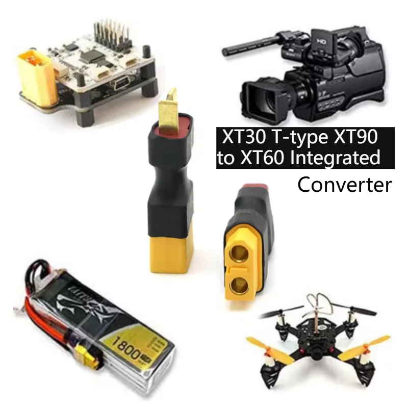 XT30 T-type XT90 to XT60 Integrated Plug Connector Electric Lithium Converter Adapter Battery Model Aircraft QS8 Male to Female