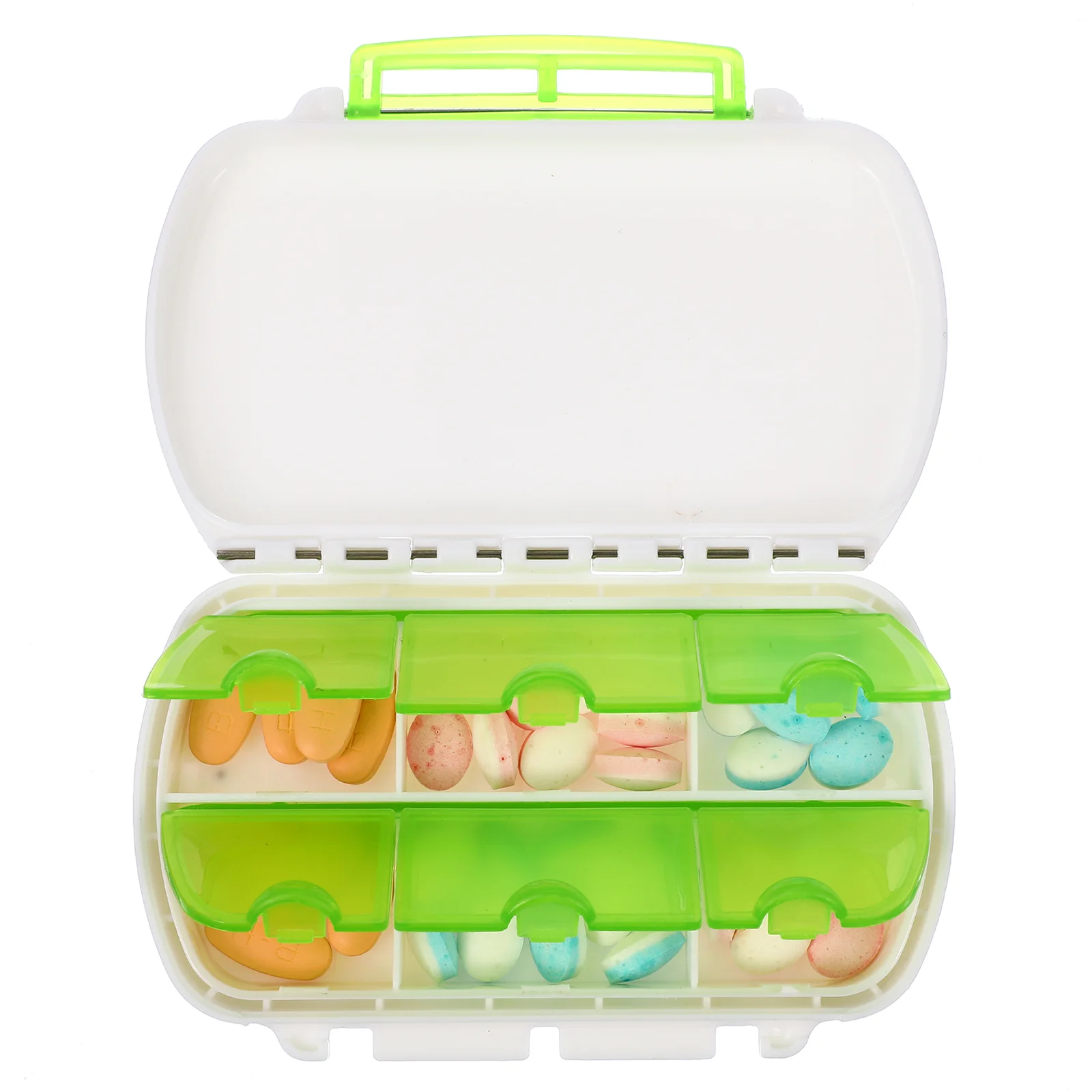 Travel Portable Holder Rotated 6 Slot Vitamin Medicine Case Organizer Container (Green) dispenser organizer