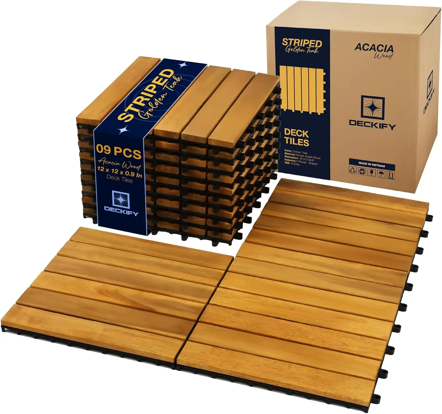 

9 шт. плиток для террасы из акации, 12 x 12 x 0,9 дюймов, для наружного использования, водонепроницаемые