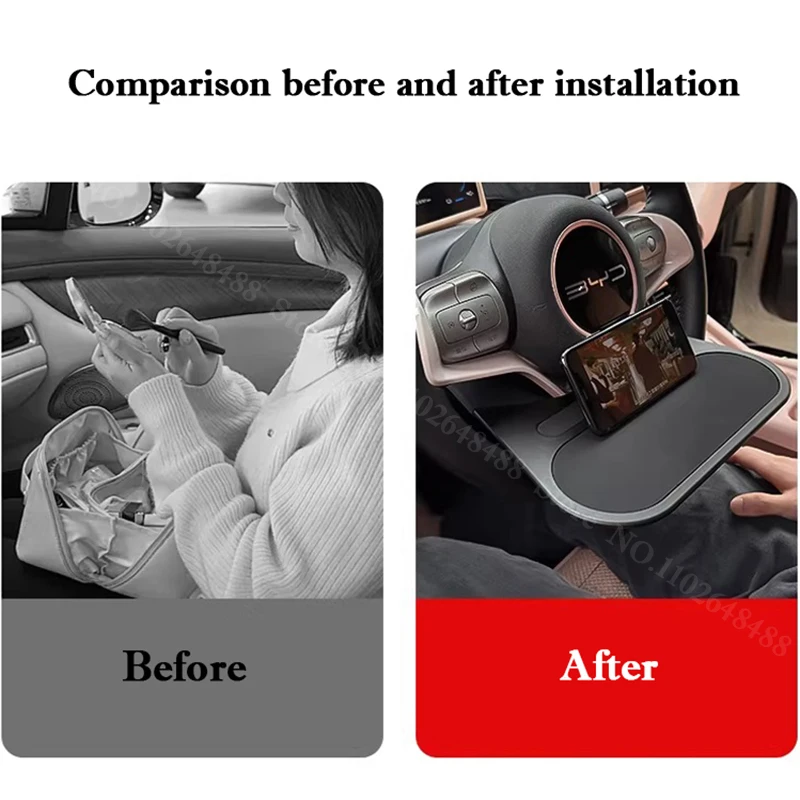 For BYD Seagull Dolphin Mini Surf Steering Wheel Laptop Tray Food Desk ABS Portable Office Table Board Seat Crevice Storage Bag
