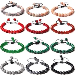 Braccialetti a treccia con perline di pietra da 8MM braccialetti minimalisti con corniola naturale Jades Gem Woven Bangle Healing Jewelry Gift For Women Men