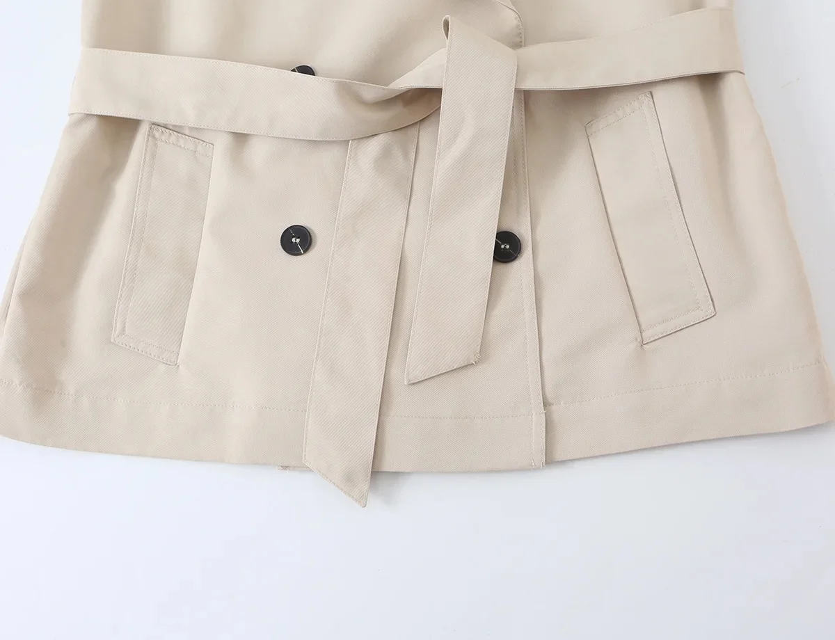 KONDALA Damen Lässige Trendige Bluse Doppelreihig mit Gürtel V-Ausschnitt Taschen-Tanktop Neue Mode 2026 Sommer Frühherbst Lässige Weste – Detail 6