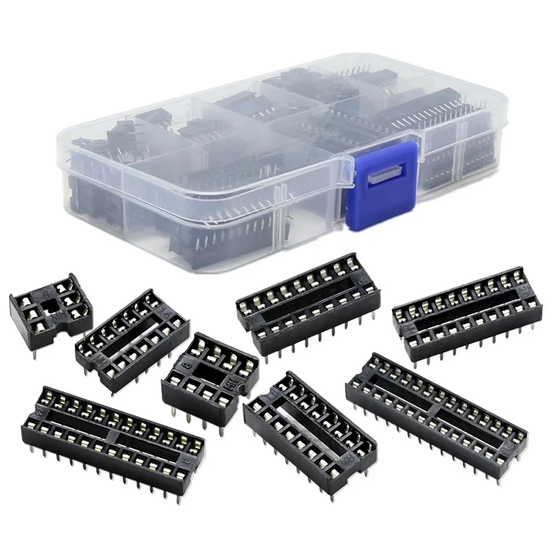 66 pz/lotto DIP IC prese adattatore a saldare tipo 6/8/14/16/18/20/24/28 pin DIP IC Socket set kit assortimento elettronico fai da te sedile MCU