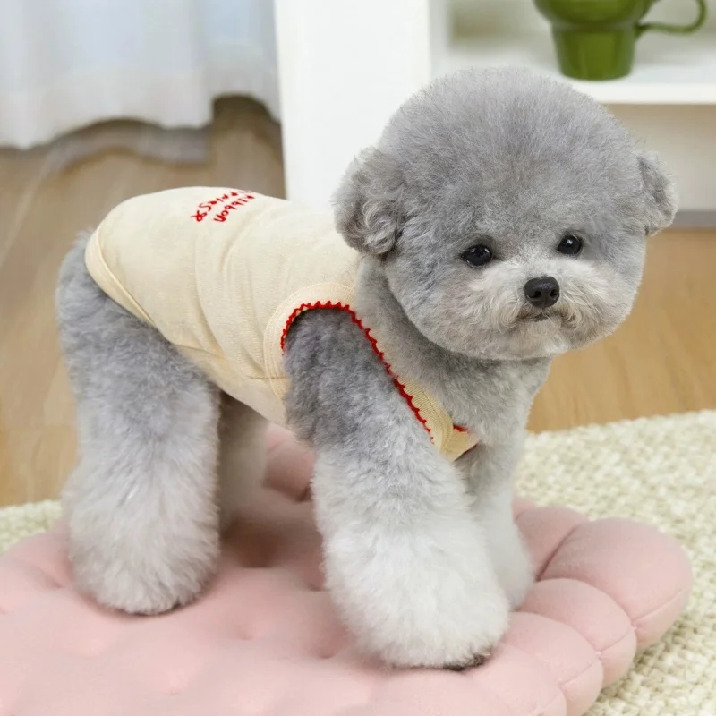 Luxury Cartoon Dog Vest Summer Pet Dog Clothes Letter Print Puppy Tank Top Cute Soft Cat Sling Shirt Pet Vest Bichon Dog Outfits