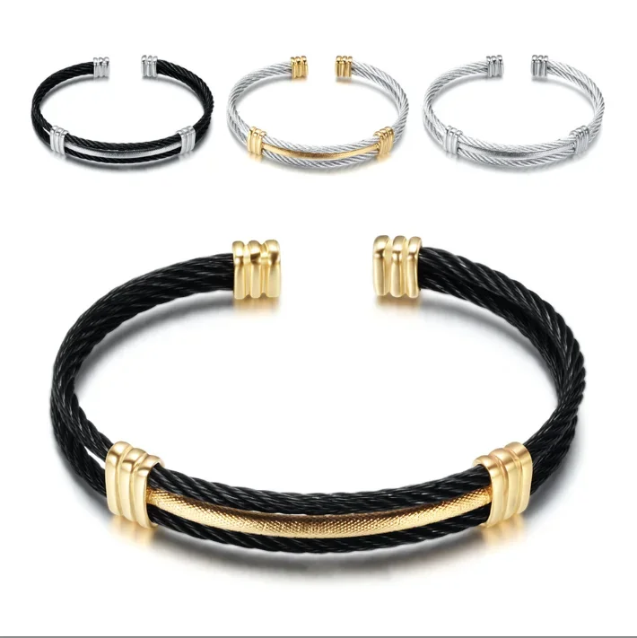 Fashion jewelry stainless steel simple bracelet For Woman Light luxury silk and satin Retro court electroplated copper woven