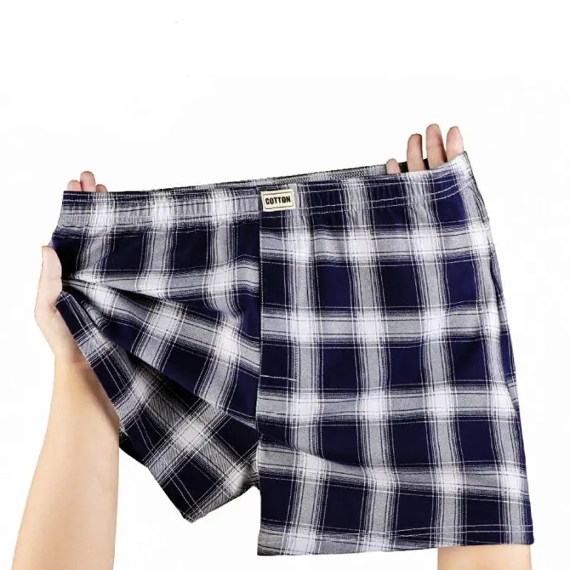 Paquete de 3 Calzoncillos Tipo Bóxer para Hombre, Ropa Interior Masculina, Pantalones Cortos Casuales de Algodón, Calzoncillos a Cuadros para Dormir, Ropa para Estar en Casa