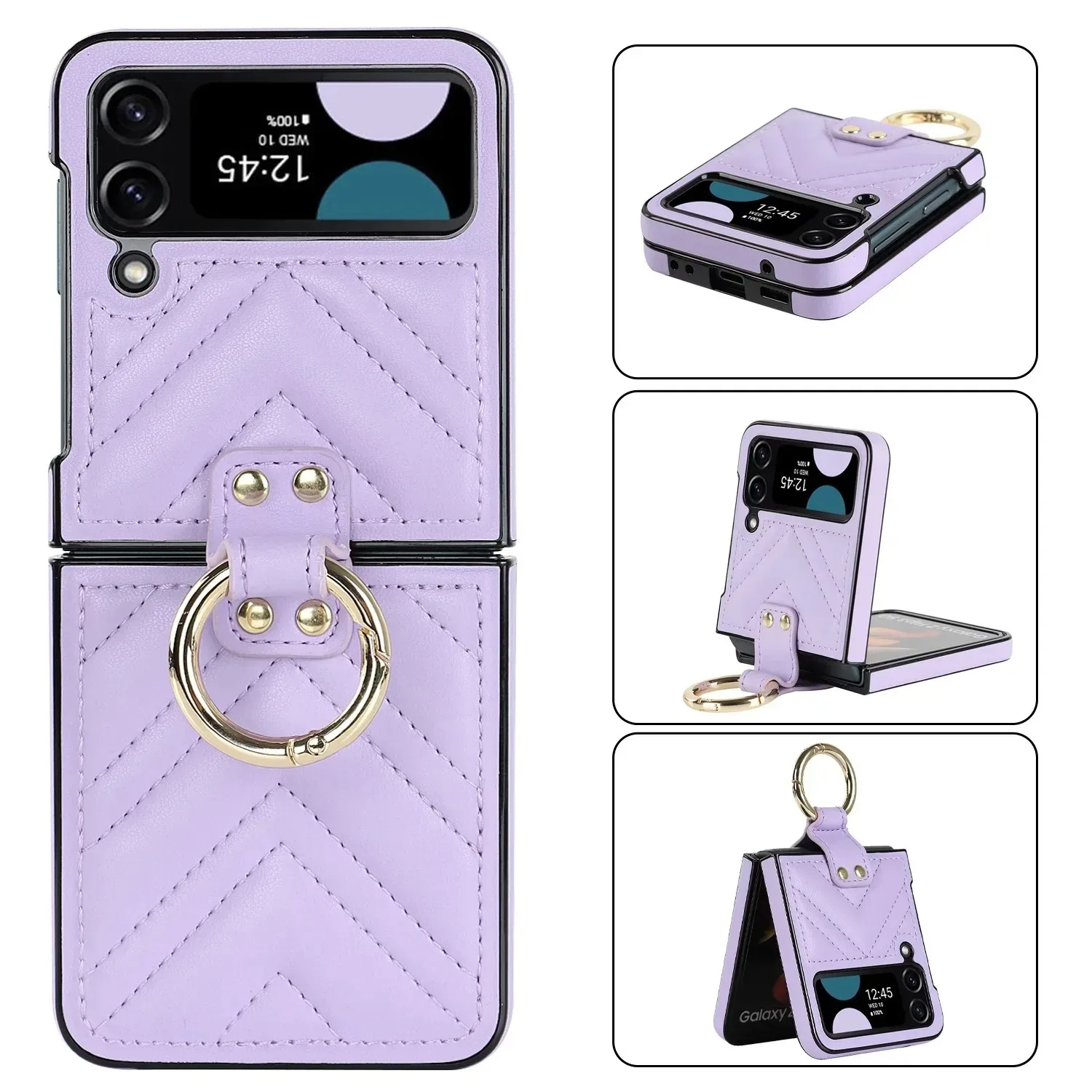 

Новый складной чехол INS для Samsung Galaxy Z Flip 6 5 4 3 с кольцом для OPPO Find N3 N2 Flip Plain для Huawei P50pocket Cover