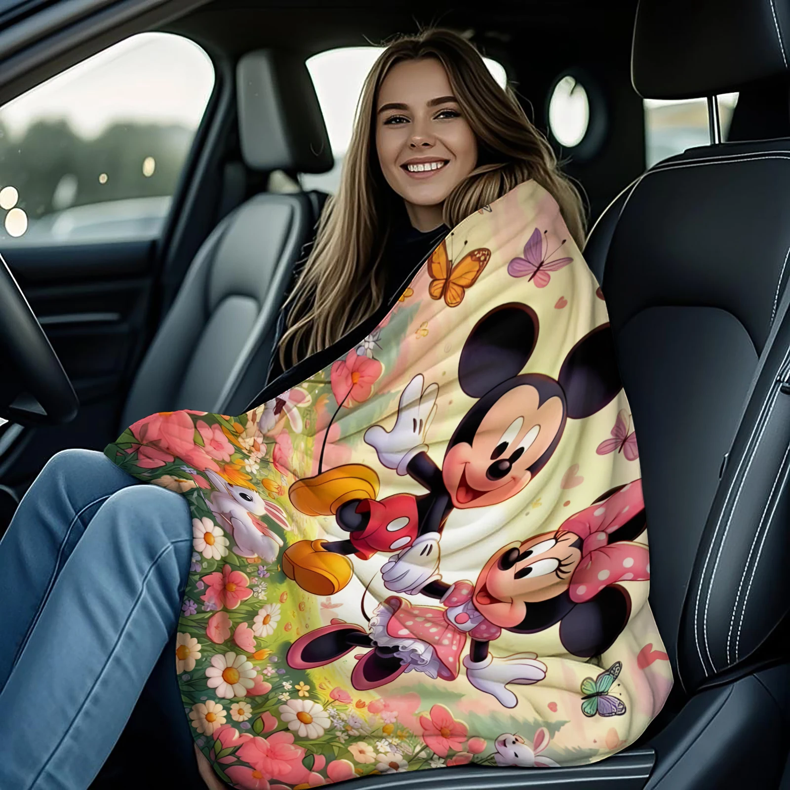 Kawaii Mickey Minnie Print Flanellen Deken Warme Gooi Deken Thuis Bank Lunchpauze Dekens Zachte Kinderen Student Dutje Deken