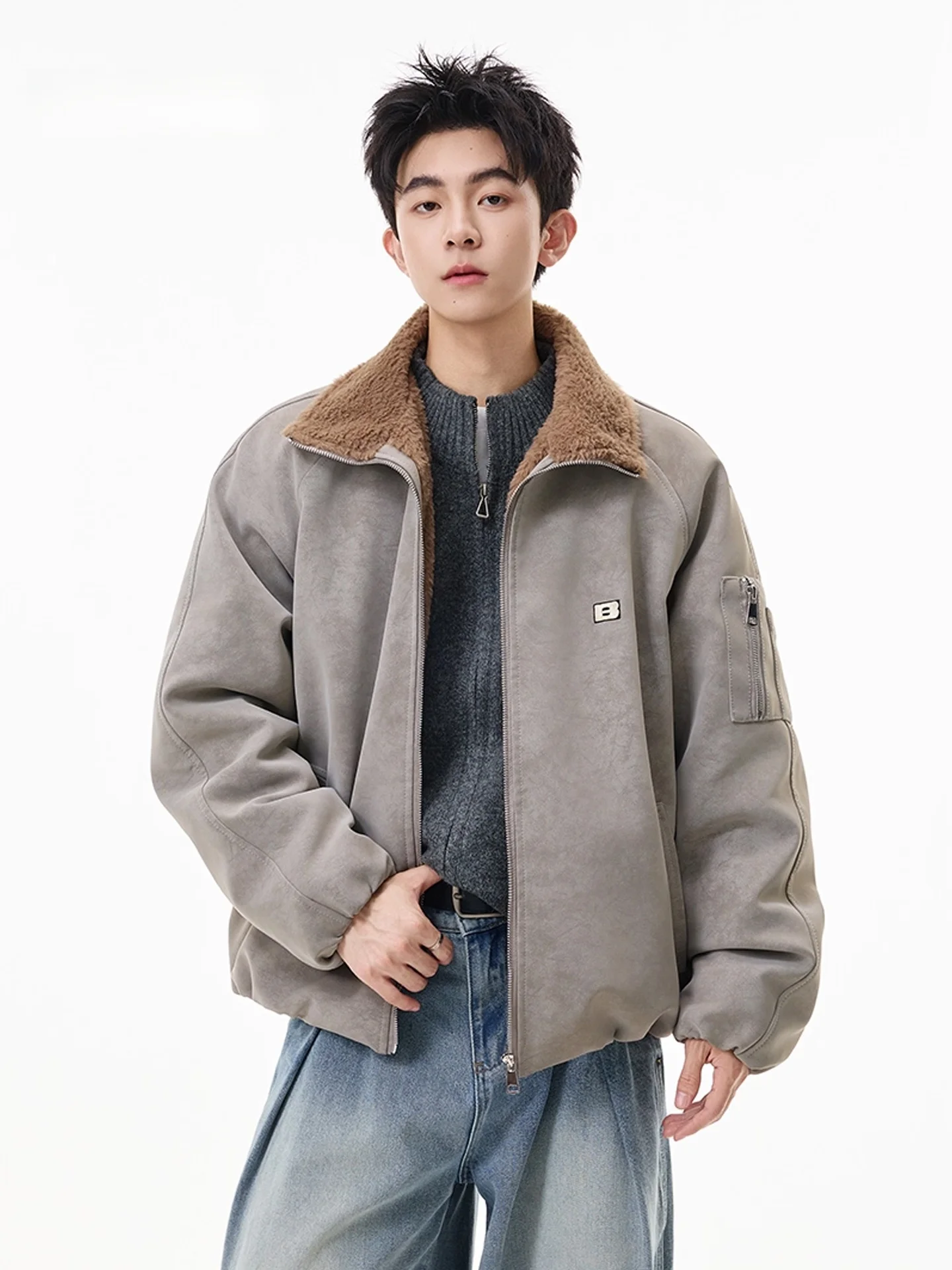 معطف من القطن من Thiened American Sle Rabbit Fur Jaet للرجال والنساء ملابس خارجية شتوية دافئة للدراجات النارية مصنوعة من جلد البولي يوريثان