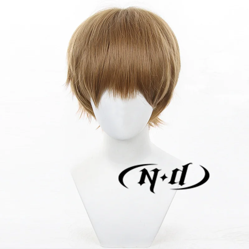 ND Naib Subedar شعر مستعار كوسبلاي لعبة الهوية V كوسبلاي شعر بني قصير باروكات لحفلة الهالوين شعر صناعي عالي الجودة