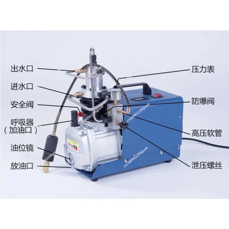 1.8KW 4500PSI High Pressure Electric Air Compressor 110/220V Pneumatic Inflator Scuba Tank Portable Air Pump