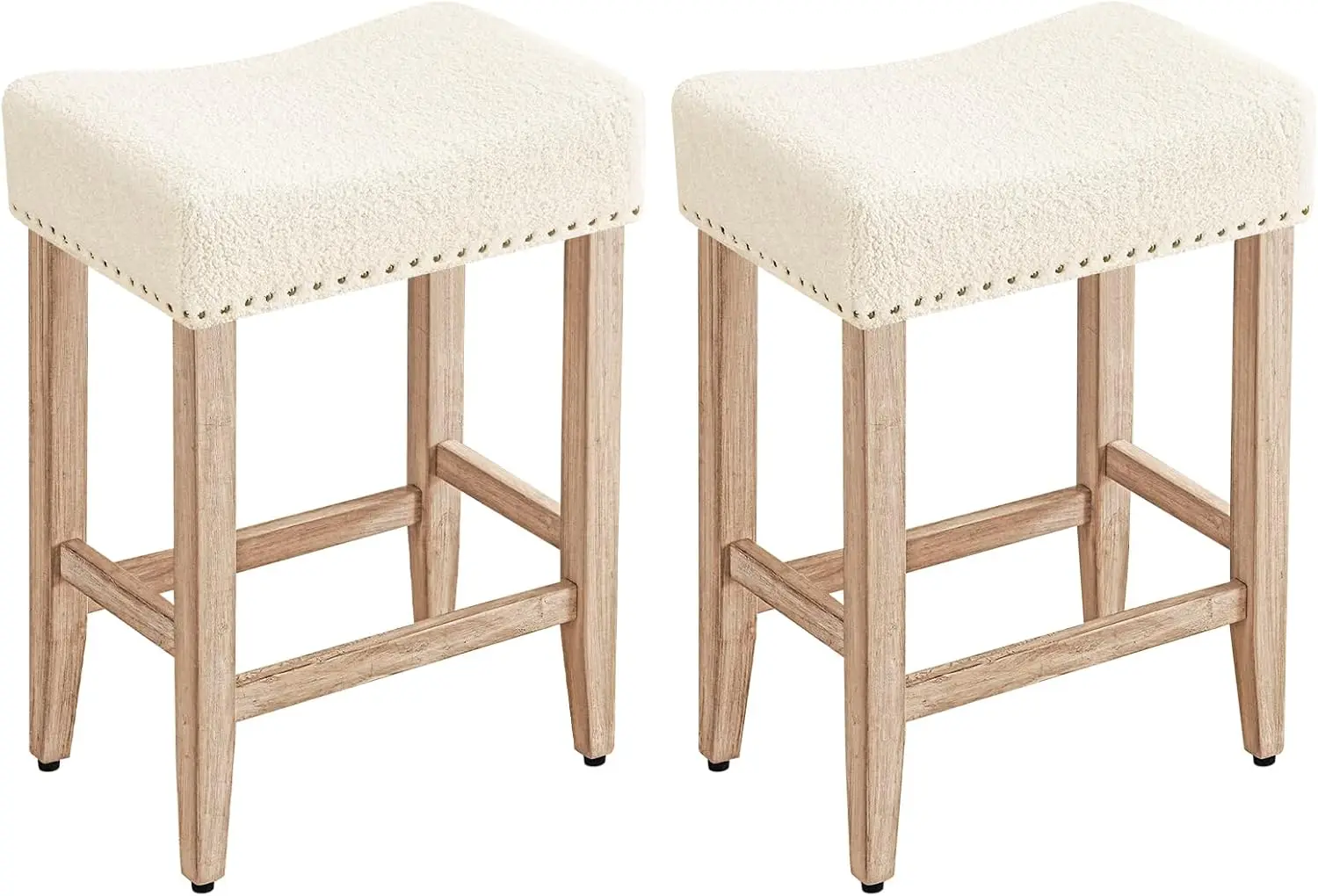 Furniliving Bar Stools Set Of 2,25.7 Inch Counter Height Bar Stools,Upholstered Kitchen Barstools With Solid Wooden Legs,