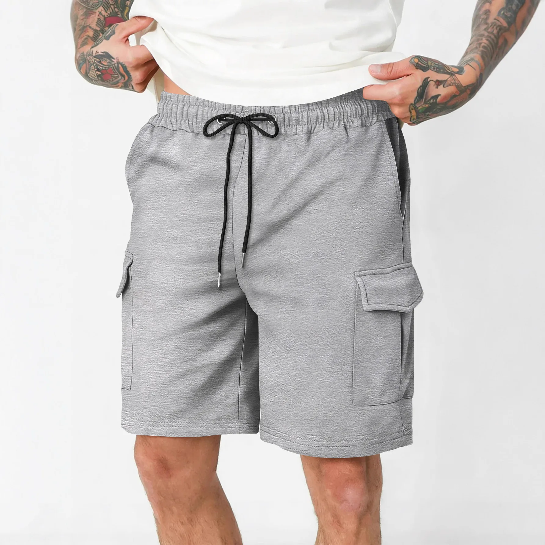 Summer Cargo Shorts Cotton Workout Fitness Shorts Breathable Jogger Training Gyms Bodybuilding Multi Pocket Mens Casual Shorts
