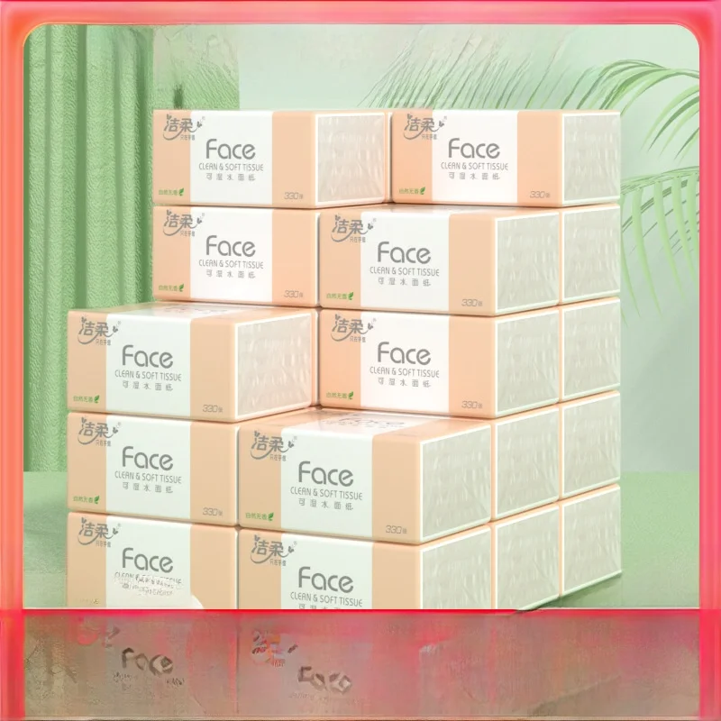 Jie Rou - Pañuelos Faciales de 3 Capas, Toallitas Húmedas, 110 Hojas por Caja, 24 Cajas por Estuche, Uso Doméstico, Papel Tis...