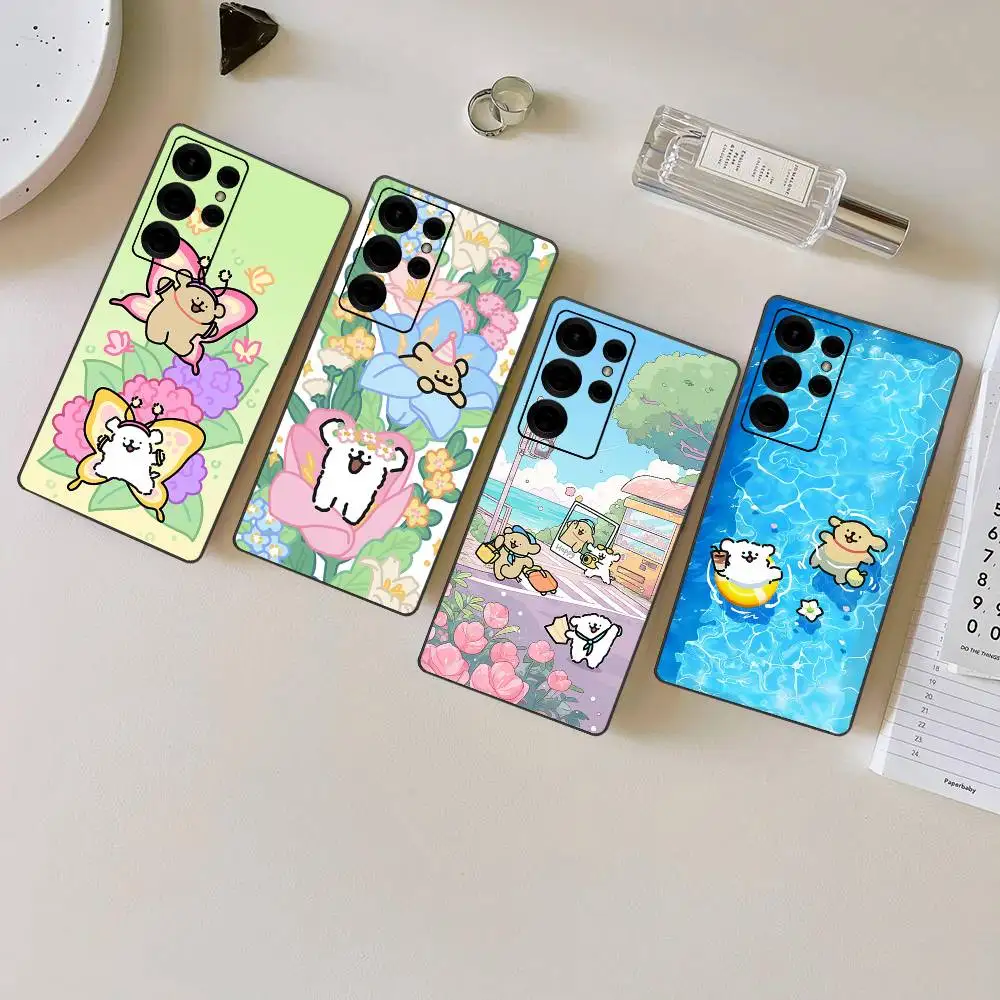 Summer Line Puppy Maltese Phone Case For Samsung S 24 fe 25 Ultra plus 20 lite 21 30 22 23 24 22 Ultra 5G Fundas