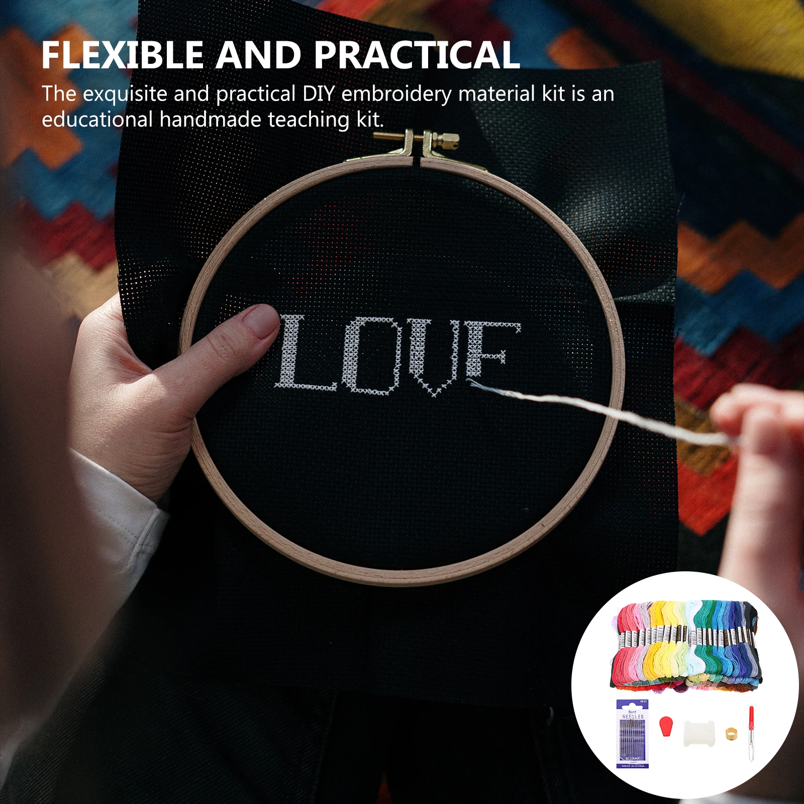 مجموعة واحدة من أدوات تطريز الخيوط الملونة DIY أساور الصداقة ذات الغرز المتقاطعة لوازم الحرف الفنية متعددة الأغراض