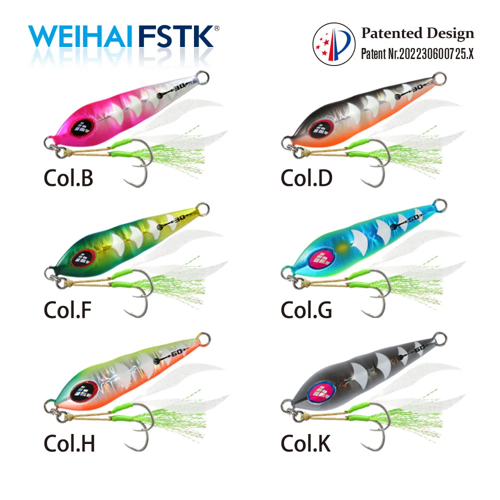 FSTK patent Sea fishing Slow pitch Jig 30g40g60g80g Grouper killer Metal Jigging Dart jig Spoon Artificial Bait Jig Fishing Lure