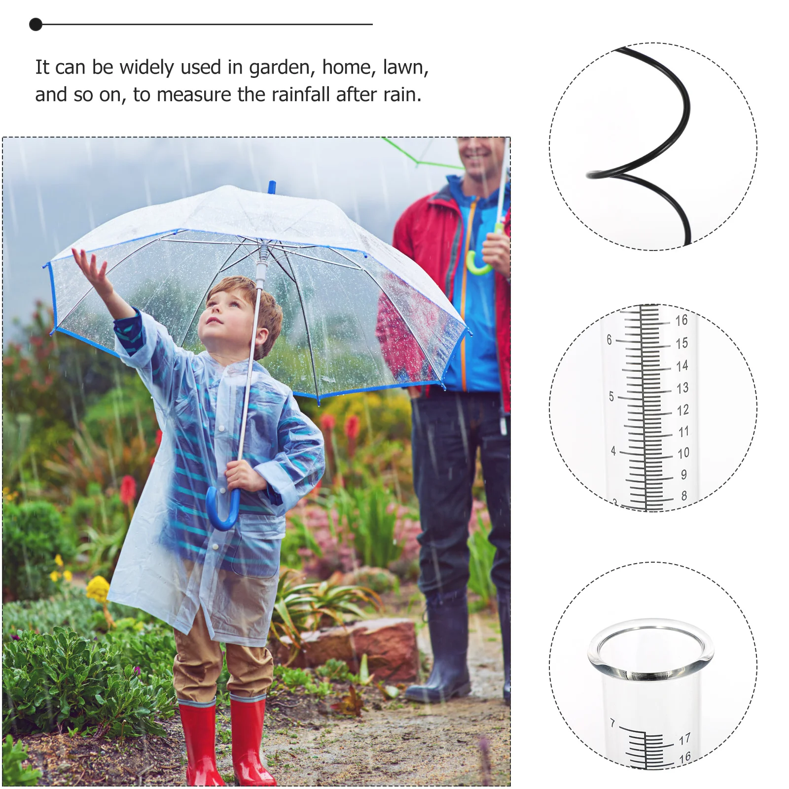 

Garden Rain Gauge Outdoor Durable Decorative Spiral Design Easy Read Weatherproof Lawn Managing Tool