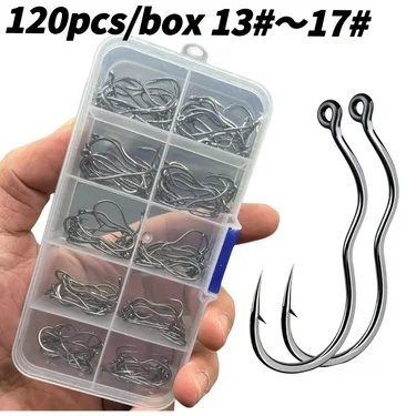 120 Stück Automatische Flip-Angelhaken, große Größe 13-17, nummerierte Baitcasting-Haken, Anti-Run Fisch-Meeresangelhaken-Set mit Widerhaken – Detail 1