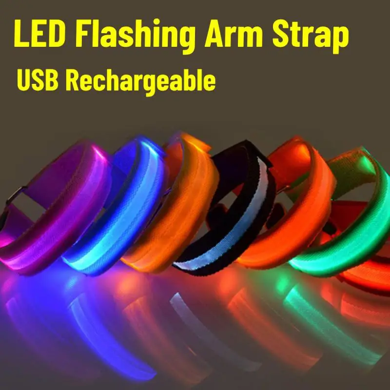 Night Running Armband LED Light Outdoor Sports USB Rechargeable Safety Belt Arm Leg Warning Wristband Cycling Bike Light