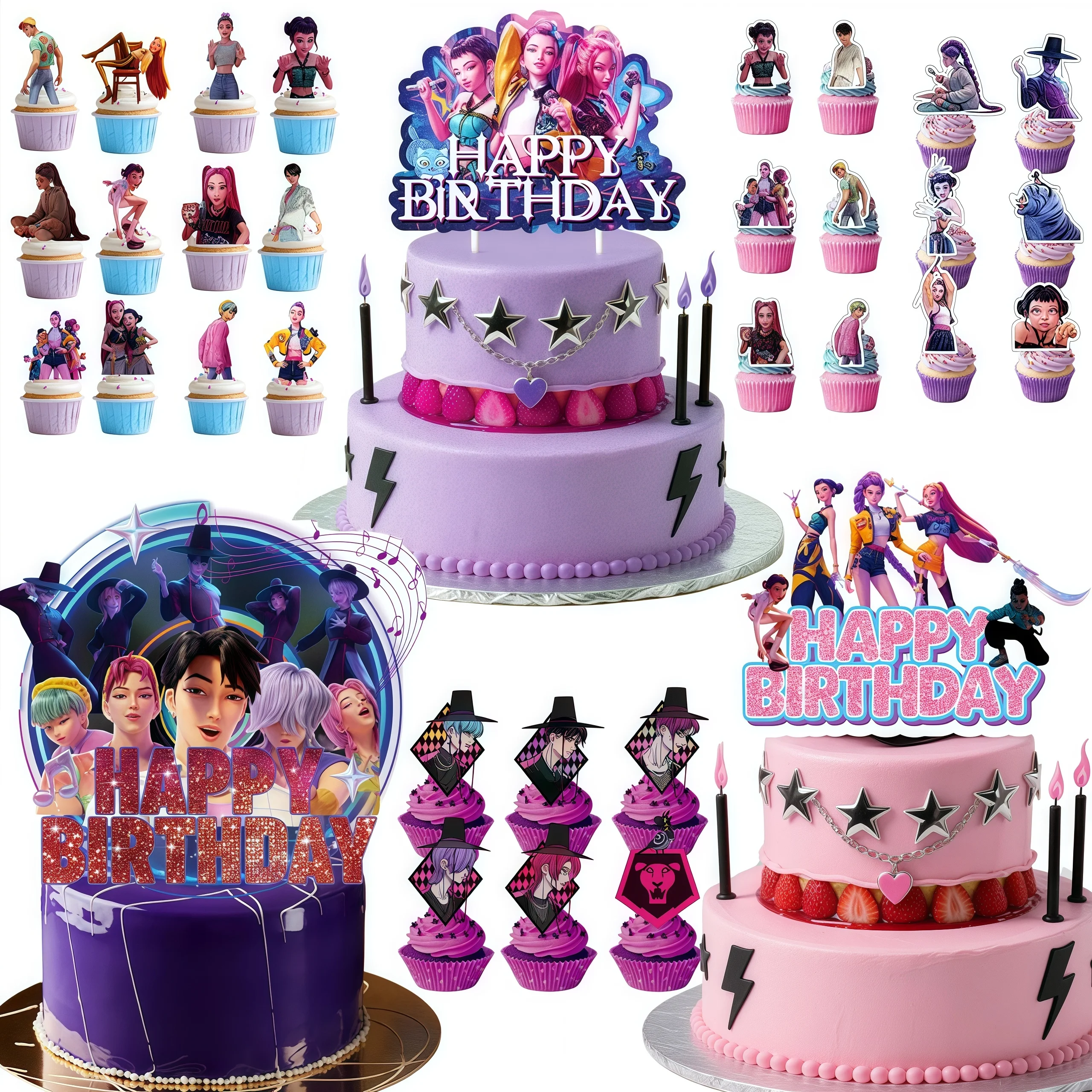 شيطان الصيادين كعكة توبر ساجا بنين كعكة الزينة Kpop موضوع كعكة ديكور بريق عيد ميلاد سعيد القبعات العالية لمستلزمات الحفلات