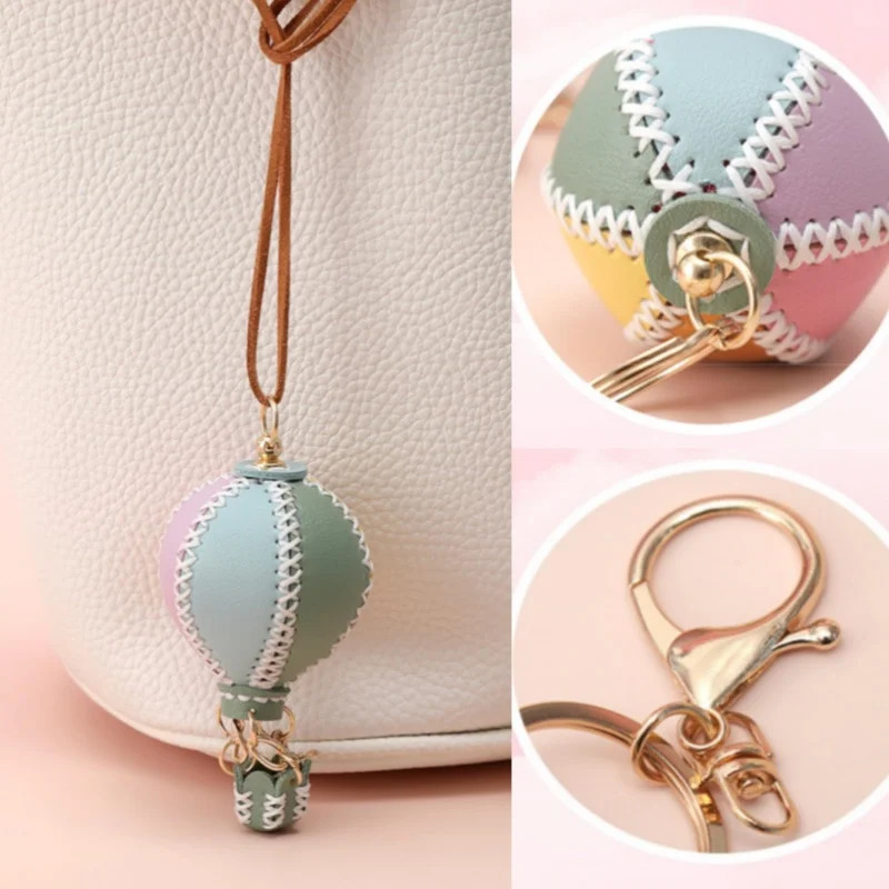 Neue Kreativität Heißluftballon Schlüsselanhänger DIY Bastelset für Anfänger, Buntes Leder DIY Taschenanhänger Herstellungsset für Bastelliebhaber – Detail 3