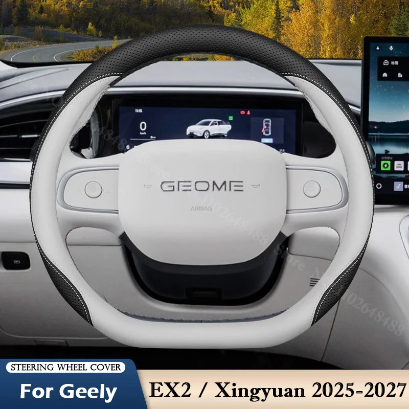 Für Geely EX2 Xingyuan Auto-Lenkradbezug Atmungsaktiver Rutschfester Leder-/Wildleder-Lenkradbezug Innendekor-Zubehör