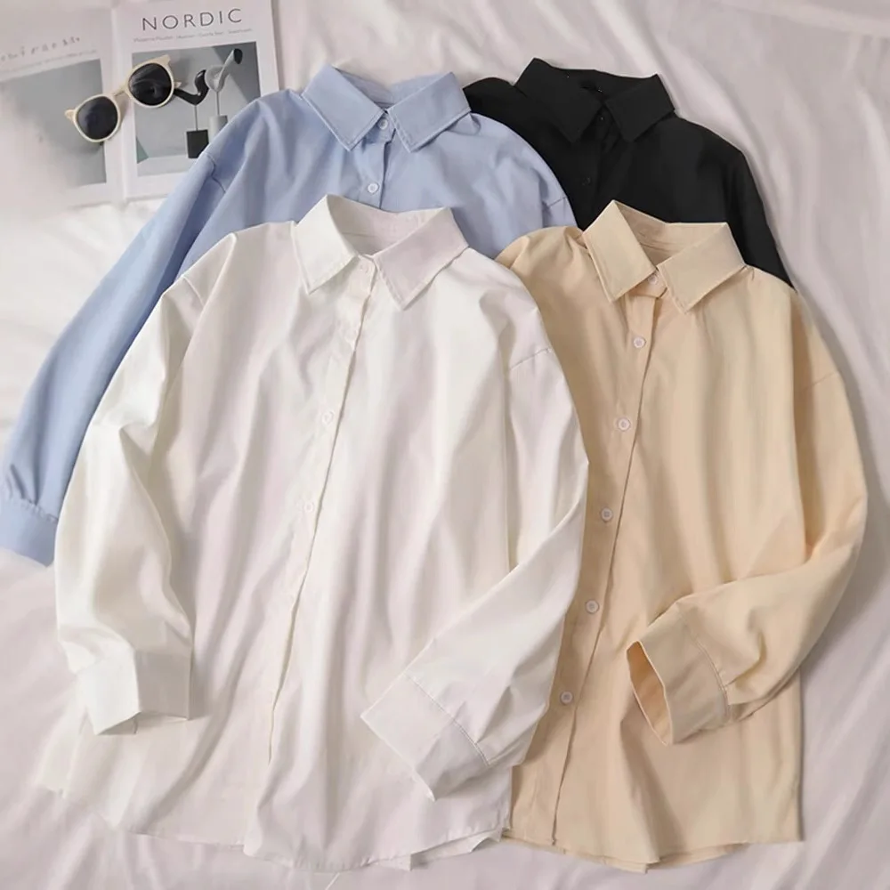 Ladies' Long Sleeve  Collar Sun Protection Shirt Lazy Style Loose Fit Spring Summer Boyfriend Style Outerwear Top