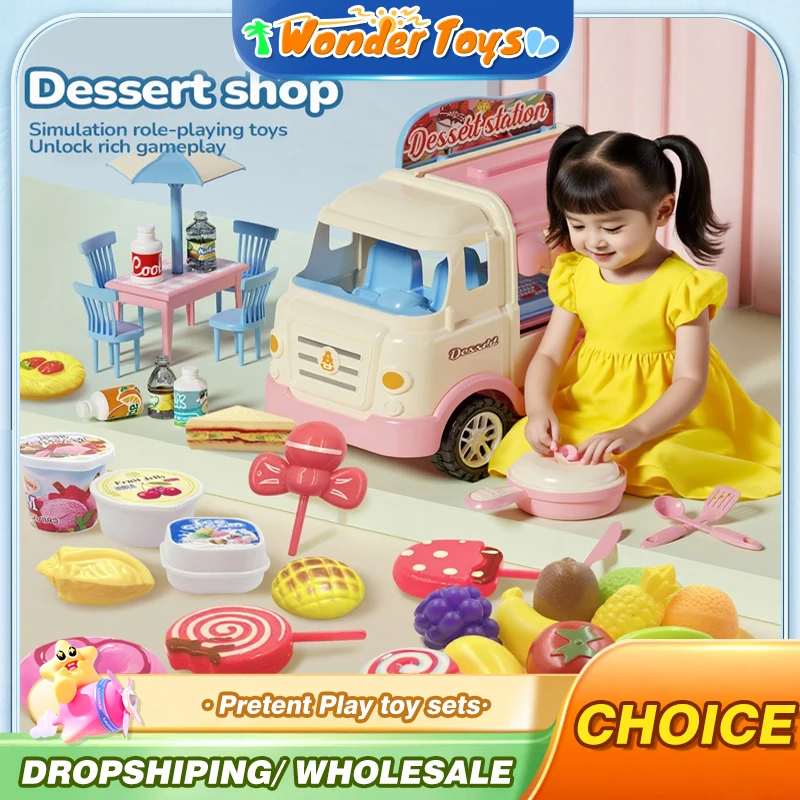 

Girls Toys Play House Dessert Cart Miniature Foods Kitchen Play Laundry Stove Refrigerator Vending Machine Role-Playing Toys Kid