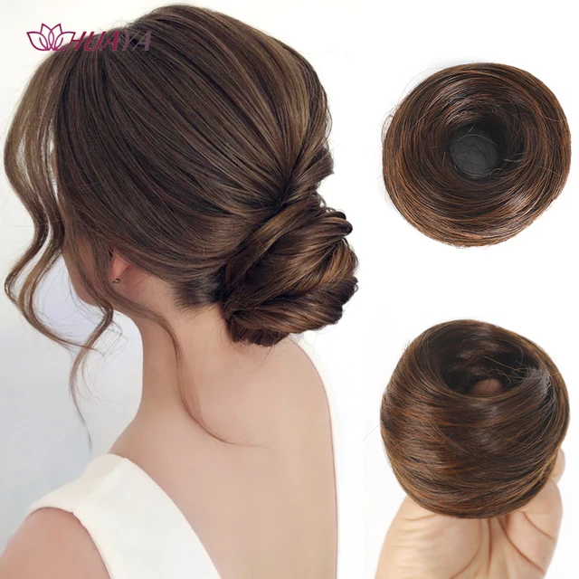 Messy Bun Hair Piece Straight Chignon Extension Mini Rubber Band Hair Bun Scrunchies Syntetyczny pączek Peruka Akcesoria Updo Bun Hair