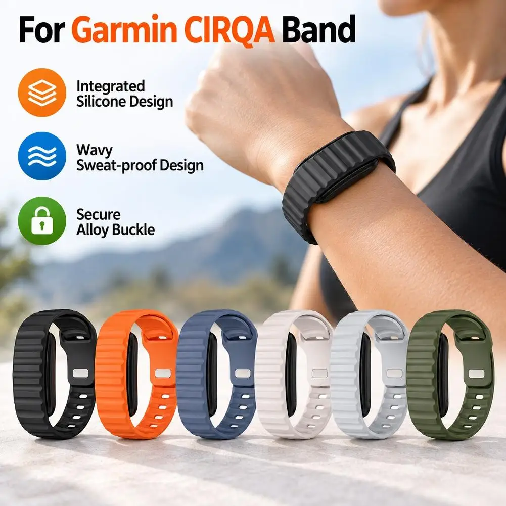 Sports Silicone Wristband Compatible with Garmin CIRQA Smart Band No Screen Watch Replacement Band Adjustable Bracelet Strap