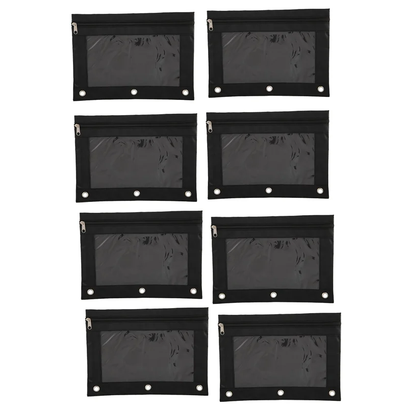 أكياس أقلام رصاص EDT، حقيبة أقلام رصاص من القماش بسحاب 3 حلقات مع نافذة شفافة لمنظمي الفصول الدراسية المدرسية