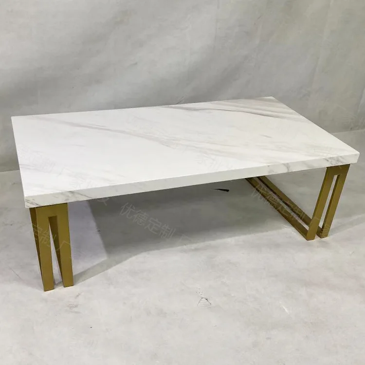 Marble countertop gold-plated stainless steel feet  rectangular coffee table