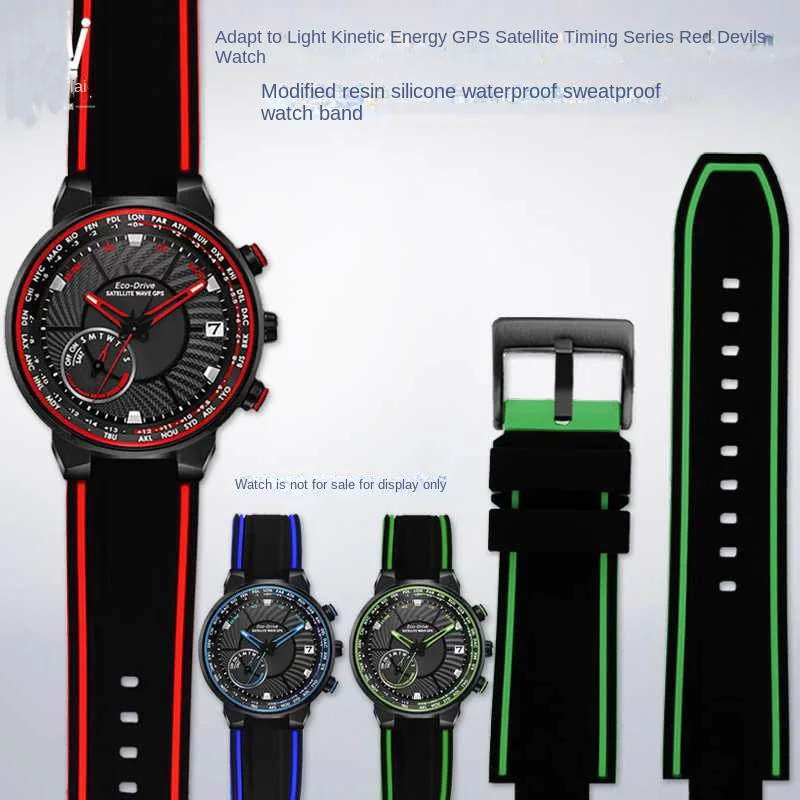 

Convex Rubber Bracelet Strap Adapted to CITIZEN Red Magic CC3079-11E/CC3078/CC3075 silicone watch strap for men