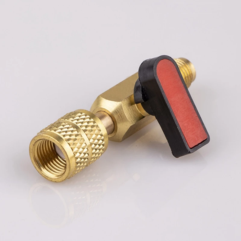 3Pcs Brass R410A Refrigerant Straight Ball Valves AC Charging Hoses 1/4Inch Male To 1/4Inch / 5/16Inch Female SAE Valve