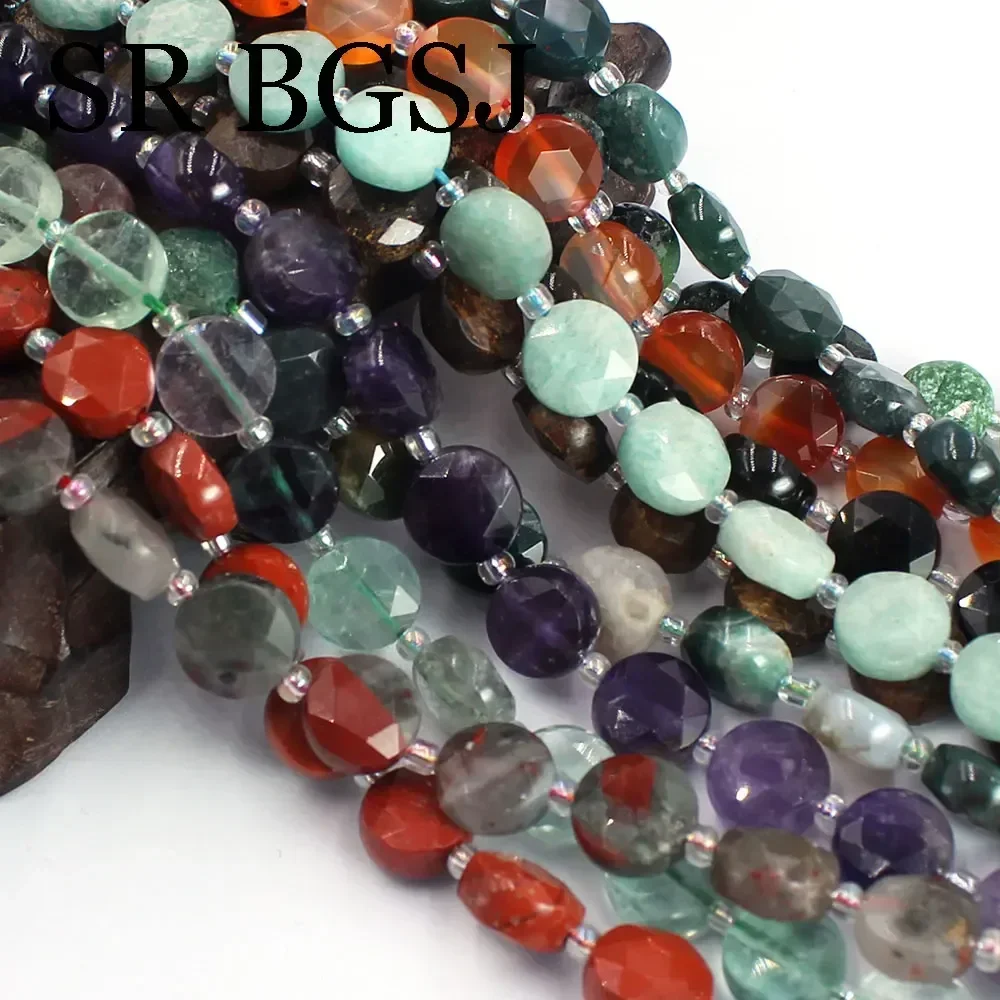 10mm Coin Faceted Natural Crystal Stone Make Heart Comfortable Relaxed Energy Yoga Relieves Fatigue Heals Mind Quartz Beads