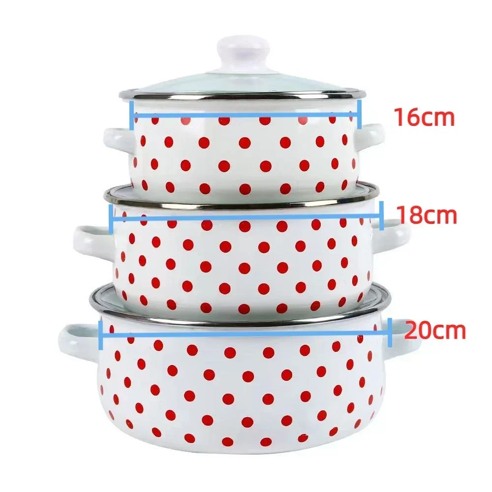 

Enamel Soup Pot Set for Cooking Noodles and Soup, Home Kitchen Utensils, Double Ear Enamel Stock Pot
