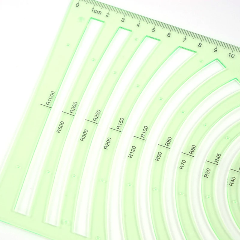 Green Plastic Circles Geometric Template Ruler Stencil Measuring Tool Stationery Students Drawing Curve Ruler