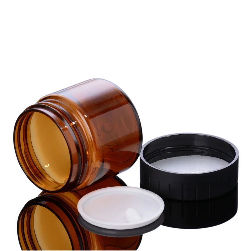 Cosmetic Containers 10Pcs 60/100/120ml Plastic Jar With Lid Brown Lip Balm Sample Container Makeup Jar Pot Refillable Bottles